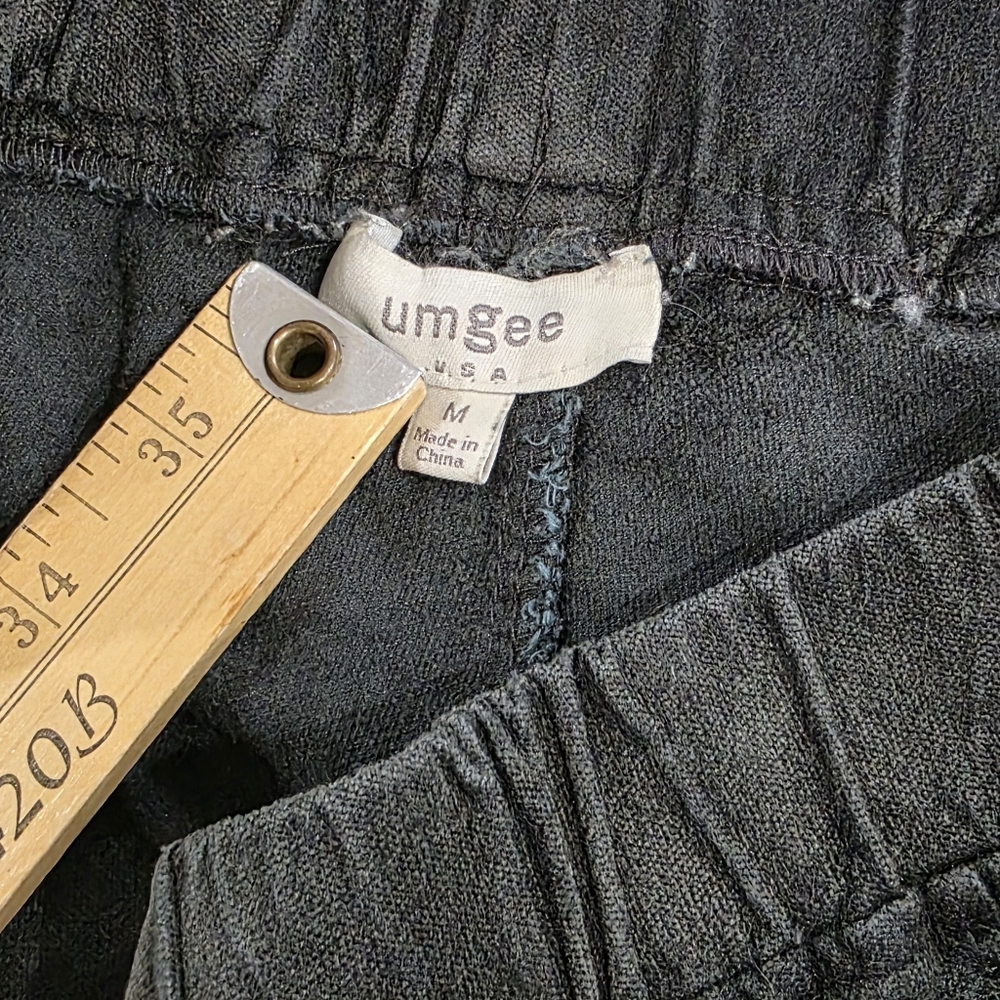 Umgee Charcoal Black Flared Pants Size Medium Retro Bell Bottoms Festival Boho - Picture 8 of 14